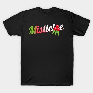 Green Red White Mistletoe Logo For Christmas T-Shirt